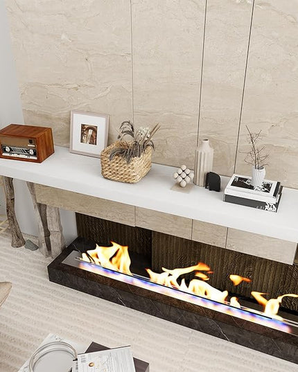 Fun Memories White Floating Shelves 55 Inch Long, 12 Inch Deep Floating Shelves for Wall, 55 x 12 Large Wall Shelf for Fireplace Mantel, 2 Inch Thick Storage Shelves for Living Room, Bedroom, 1 Pack