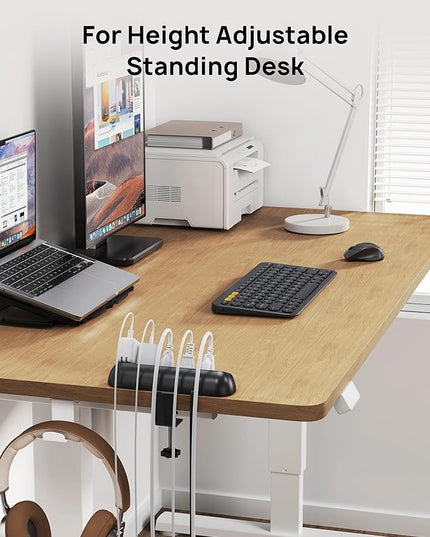 TROND Desk Clamp Power Strip - Flat Plug 10ft Extension Cord, Surge Protector with 5 AC Outlets, 1700J Surge Protection, ETL Listed, Fits 1.97 inch Tabletop Edge, for Home Office, Black