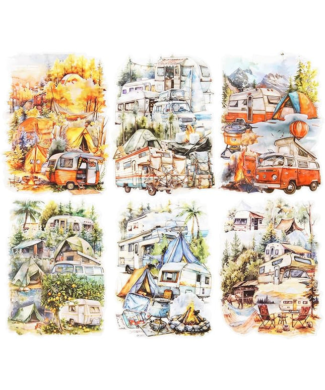 AuriicLeaf Forest Journey Camping PET Stickers, 120 Pcs Outdoor Adventure Ephemera for Scrapbooking, Journaling, DIY Crafting, and Art Supplies