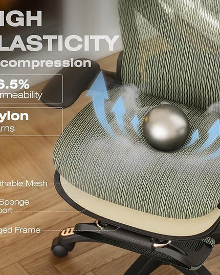 ELABEST X100 Ergonomic Mesh Office Chair with Footrest, Big and Tall Hone Desk Chair with 5D Flip-Up Arms, Adjustable 3D Lumbar Support,Gaming & Executive Computer Chairs for Long Hours