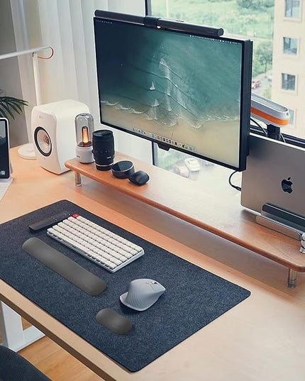UnivoColors Design-Wave Keyboard Wrist Rest, Artificial Sheepskin+Memory Foam+Ergonomic+Anti-Slip Gel, Resilience Support During Work and Gaming,Keyboard Accessory,Pink