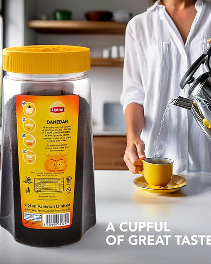Lipton Yellow Label International Blend | Strong Black Tea | Danedar | Loose Tea with Bigger Granules | Bold & Rich Flavor For Tea Lovers | 475g