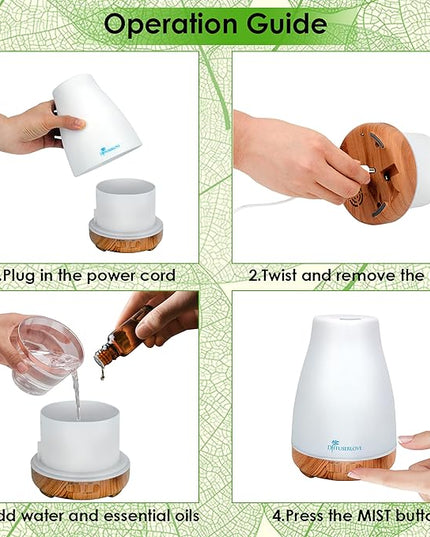 300ML Diffuser Essential Oil Diffuser Remote Control Aromatherapy Diffuser Mist Humidifiers with 7 Color LED Lights for Bedroom Office House Kitchen Yoga