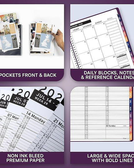 Ensight 2026 Appointment Book and Planner 8.5" x 11" Large Hourly Weekly Daily Schedule Book with Tabs, 15 Minute Time Slots, Purple Calendar Organizer Jan 2026–Dec 2026 Appointment Planner - Purple
