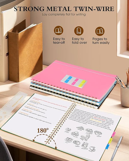Blank Spiral Notebook Journal 8.5” x 11”, A4 Large Sketch Book for Women Men, 100 GSM Blank Paper Drawing Notebook, Plastic Hardcover Spiral Bound Sketchbook for Sketching Work School Writing, Green