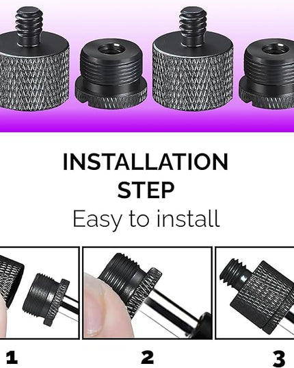 IXTECH Mic Stand Adapter Set 8 pieces Metal Microphone Stand Screw Thread Adapter 5/8 Female to 3/8 Male 3/8 Female to 5/8 Male 5/8 Female to 1/4 Male 1/4 Female to 5/8 Male Tripod Adapter