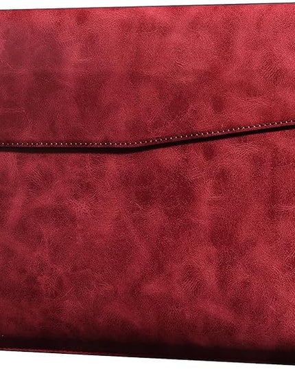 Leather Laptop Sleeve 13 Inch Compatible with MacBook Air M4 M3 M2 M1 2025-2018＆MacBook Pro M2 M1 2025-2016,Wear-Resistant and Scratch-Resistant Protective Case Cover,Red