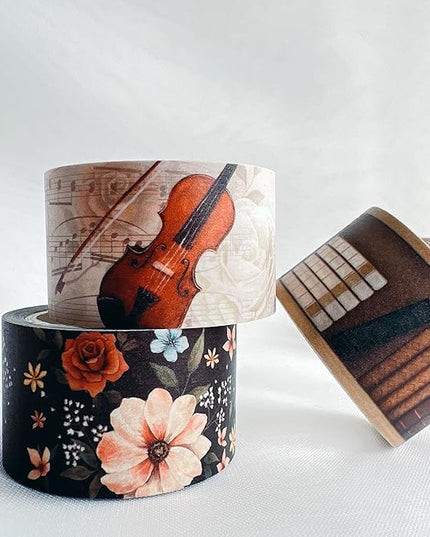 WT Academia Washi Tape Set, 5 Rolls, Original Designs, Vintage Floral Decorative Masking Tape, DIY Crafts, Bullet Journals, Planners, Scrapbooking, Journals Gifts, Adhesive Wrapping Tape, Paper Tape