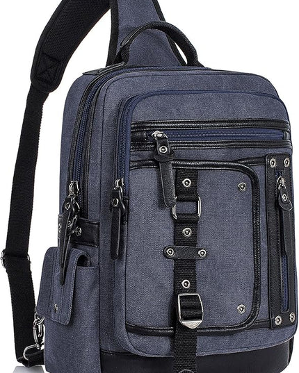 Schkleier Messenger Bag for Men Canvas Sling Bag Crossbody Backpack Laptop Shoulder Bag Hiking Daypacks Casual Tactical