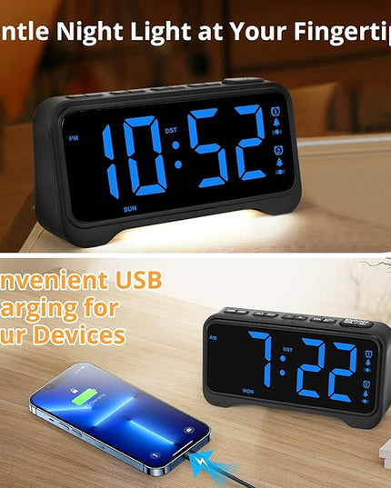 Loud Alarm Clock for Heavy Sleepers Adults, Vibrating Bed Shaker Alarm Clock for Teens/Deaf People, 7.5" Large Screen Digital Alarm Clock, Dual Alarm, Nightlight, Brightness Adjustable, Bedroom, Dorm