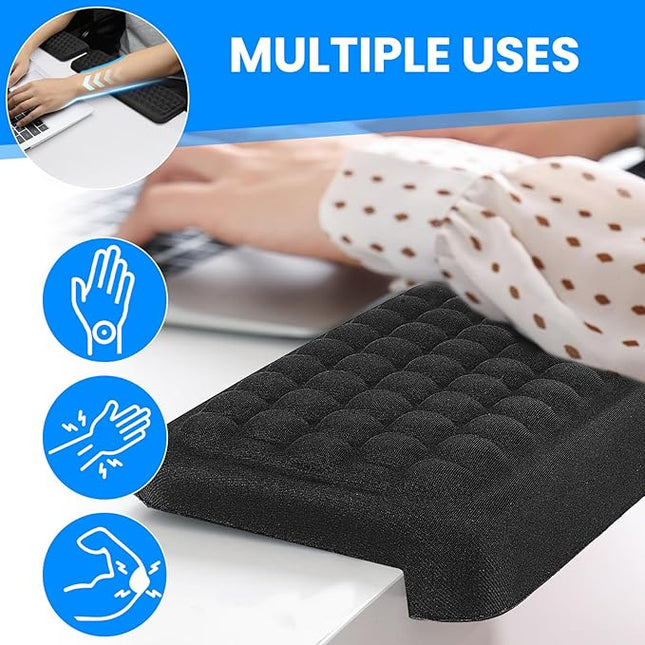 L-Shaped Desk Elbow Pad for Desk, Memory Foam Elbow Pads with Non-Slip Base, 2-Piece Ergonomic Desk Edge Cushion for Office Work, Computer Keyboard and Home Use