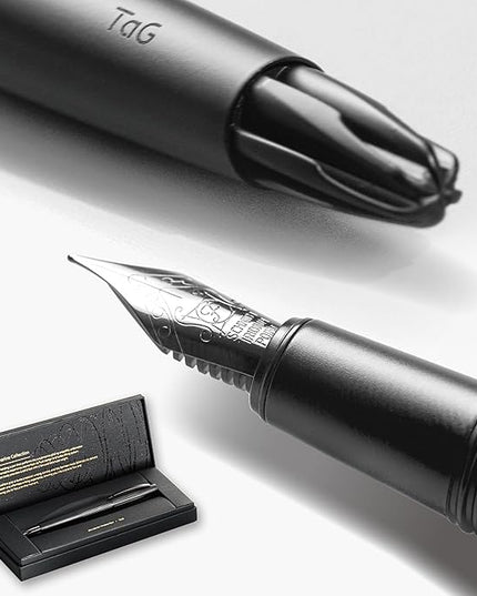 TAG Submarine Luxury Fountain Pen – TurbineDriven Refill, Steel Black Fine Nib, Elegant Writing Gift for Men & Women, Designed by Award-Winning Team
