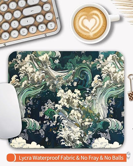 Square Mouse Pad Japanese Art,Personalized Premium-Textured Custom Mouse Mat Design,Washable Mousepad Lycra Cloth,Non-Slip Rubber Base Computer Mouse Pads for Wireless Mouse