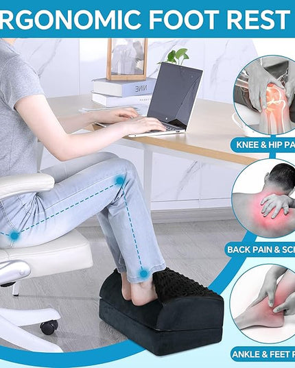 ROYALAY Adjustable Foot Rest for Under Desk at Work with Feet Warm Pocket, Ergonomic Foot Stools for Under Office Desk, Leg Rest for Desk with Machine Washable Cover