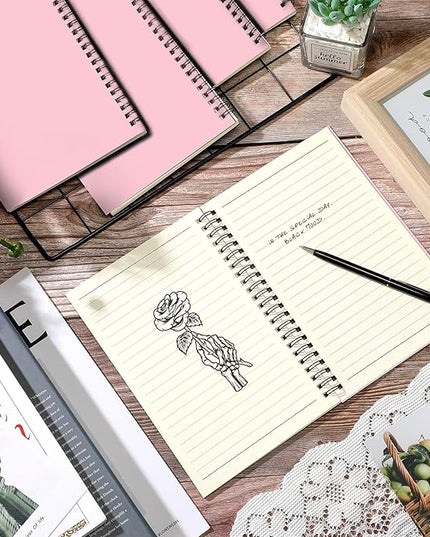 Yahenda 18 Pcs Spiral Notebook Bulk A5 Journal Lined 8.3'' x 5.5'' Writing Composition Paper Small Notepad Subject Notebook for Students Office Business Back to School Supplies (Pink)