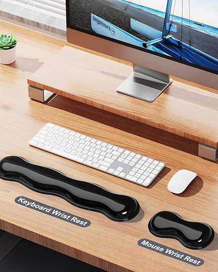 Gel Keyboard and Mouse Wrist Rest Set, Comfort Ergonomic Wrist Support, for Wrist Pain Relief, Computer Keyboard Wrist Rest (Black)