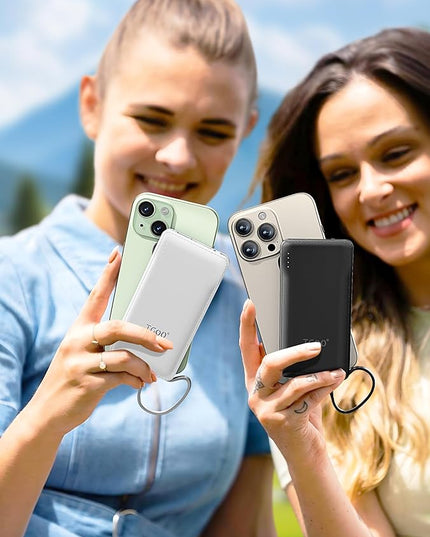 TG90° 2 Pack 10000mAh Slim Portable Charger with Built in Cables,Power Bank Travel Charger Cell Phone External Battery Pack,4 Output External Battery Pack Compatible with iPhone Android Phone