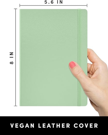 PAPERAGE Lined Journal Notebook, (Sage Green), 160 Pages, Medium 5.6 in x 8 in - 100 GSM Thick Paper – Hardcover Journaling Notebook for Work, School & Note Taking