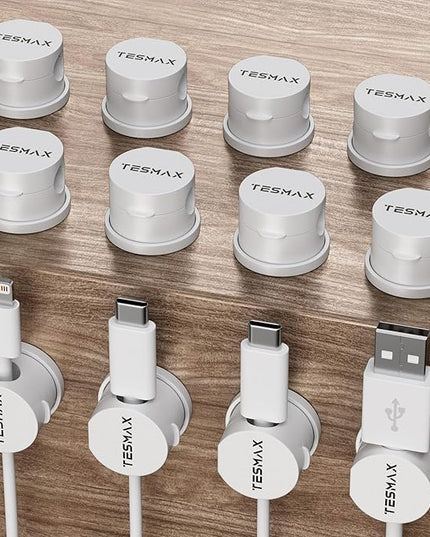 Magnetic Cable Clips 360° Rotation Cord Holder, 12 Pack Cord Organizer 1s Lock Cable Smooth Adjustable Desk Organizers and Accessories, Adhesive Cord Clips for Nightstand,Phone,Wall,Car,Home Office