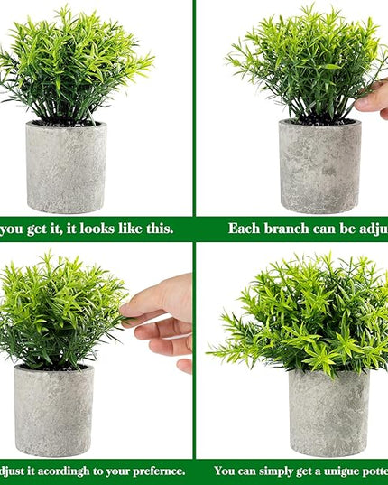 Lemonfilter 4 Pack Fake Plants, Small Eucalyptus Rosemary Succulents Artificial Mini Faux Potted Plants Fake Plant Indoor for Home Bathroom Bedroom Office Desk Desk Shelf Decor