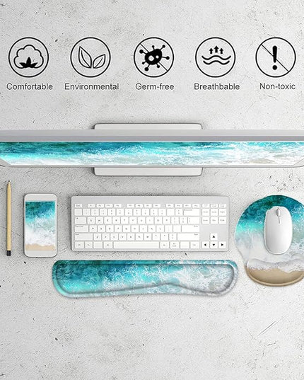 Lateefah Mouse Pad with Wrist Rest, 3-in-1 Gaming Mouse Pad, Keyboard Wrist Rest, Ergonomic Memory Foam Mousepad with Wrist Support for Computer Keyboard
