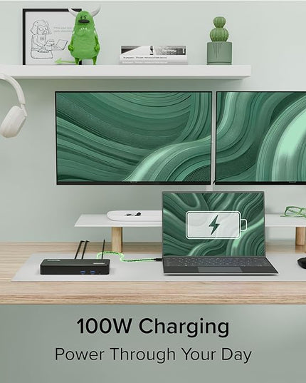 Plugable 12-in-1 USB C Triple Monitor Docking Station, Triple 4K Displays with 3X HDMI or 3X DisplayPort, Compatible with Mac, Windows, Thunderbolt, USB4, USB-C (100W PD, 6X USB Ports, Ethernet)