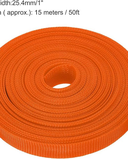 uxcell Expandable Sleeving, 1-inch 50ft Cable Sleeve, Orange