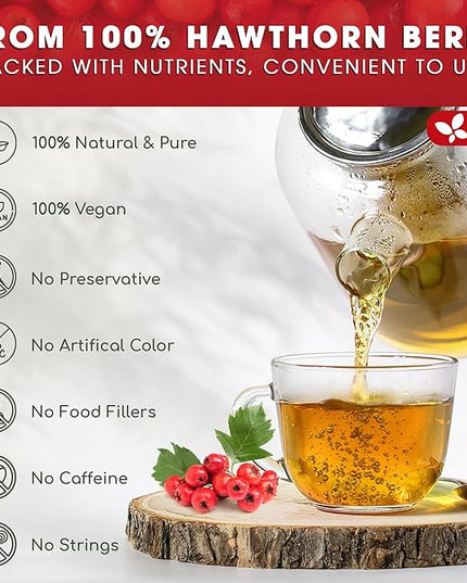 FreshDrinkUS, Premium Hawthorn Berry Tea - 75 Tea Bags - 100% Natural Herbal Infusion, Caffeine-Free, Rich Aroma & Smooth Taste. Vegan