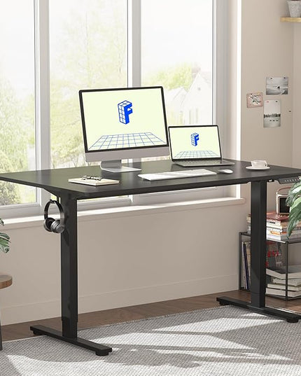 FLEXISPOT EN1 One-Piece Standing Desk with 1-Inch Thick Desktop, 48"x30" Electric Height Adjustable Desk for Home Office & Multi-Device Workstations, Black