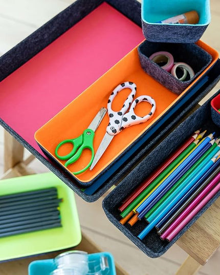 Three by Three Seattle Felt·Like·It! Felt Bins for Office, Crafts, Classroom, Living Room, Bedroom: Multicolor, Set of 8