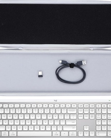 Hard Case Compatible with Logitech MX Keys S or MX Keys Advanced Keyboard (Pale Grey Case)