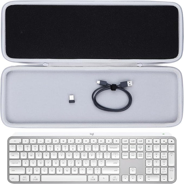 Hard Case Compatible with Logitech MX Keys S or MX Keys Advanced Keyboard (Pale Grey Case)