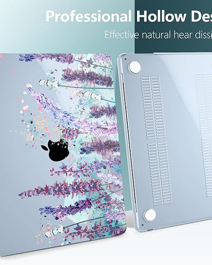 DONGKE for M4 MacBook Air 13.6 Inch Case 2025 2024 2023 2022 Model A3240 A3113 A2681 M3 M2 Chip, Plastic Hard Shell Case Cover with Touch ID for MacBook Air 13 Inch M4 - Lavender Flowers