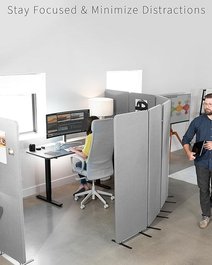 VIVO Freestanding 72 x 66 inch Privacy Panel, Cubicle Divider, Acoustic Wall Partition, x3 24 inch Panels, Gray, PP-3-T072G