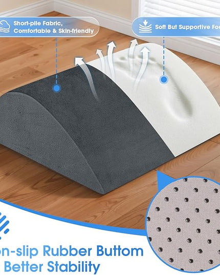 Foot Rest for Under Desk at Work - Non-Slip Foot Stool with 3 Adjustable Heights, Ergonomic Under Desk Footrest with Washable Cover for Desk, Home, Office, Car (Dark Grey)