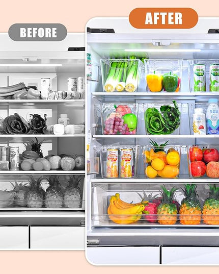6 Pack Large Clear Plastic Storage Bins,Plastic Containers with Handle for Pantry Organizer and Storage,Perfect for Kitchen,Fridge,Cabinet, Closet,Bathroom Under Sink Storage