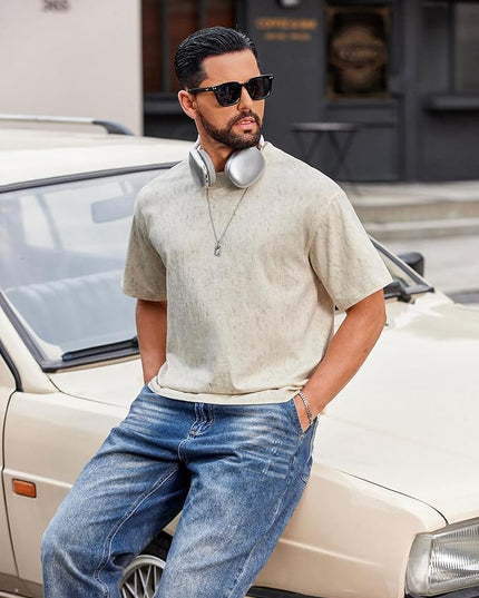 COOFANDY Men's Cotton T-Shirts Oversized Shirt Short Sleeves Streetwear Loose Fit Summer Tee Tops Washed Basic Unisex Shirts