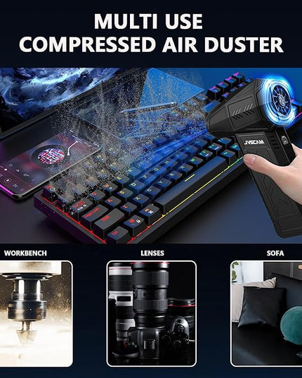Compressed Air Duster - 180,000 RPM Electric Air Duster - with Brushless Motor, 3-Gear Adjustable Air Duster - for Keyboard, PC, Car, Air Bed, and Home Cleaning (X11-Black)