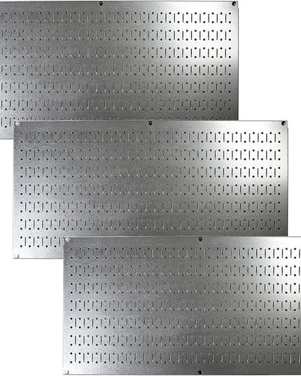 Wall Control Pegboard Value Pack - (3) Pack of Wall Control 16-Inch Tall x 32-Inch Wide Horizontal Steel Wallboards for Home & Garage Tool Storage Organization (Metallic Galvanized Pegboard)