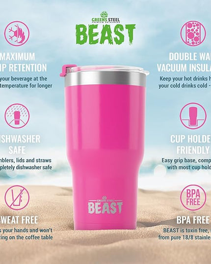 Beast 20 oz Tumbler Stainless Steel Vacuum Insulated Coffee Ice Cup Double Wall Travel Flask (Cupcake Pink)