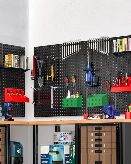 EVERHANGER Metal Pegboard Panels 24" x 12", Heavy Duty Steel Peg Boards for Garage, Pegboard Wall Organizer for Tool Storage and Organization, Black, 6 Pack