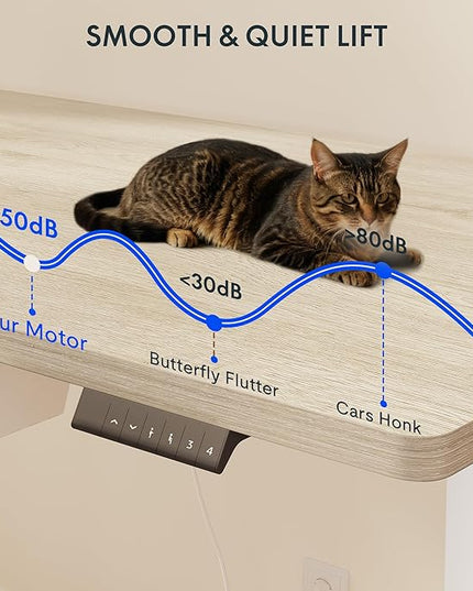 FLEXISPOT EN2 Whole-Piece Standing Desk with Clamp Power Strip, 48 x 24 Electric Stand Up Height Adjustable Desk with Cable Management (White Frame + 48" White Wood Grain Desktop)