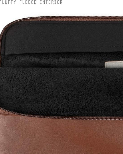 Comfyable Slim Laptop Sleeve Compatible with 13 Inch MacBook Air 13 in M4 M3 M2 M1, 13" MacBook Pro, PU Leather Bag Water-Resistant Cover Case, Brown