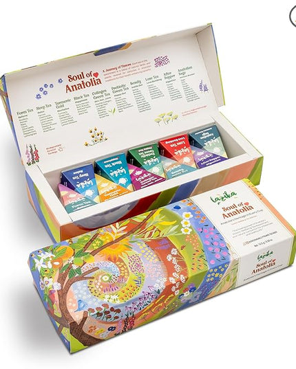 Lazika Tea Variety Pack with Lovely Presentation Box, Black, Green and Herbal Tea Sampler Gift Set, 10 Counts, Premium Collection with Pyramid Infuser Bag, Handcrafted