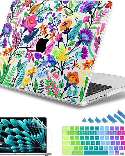 May Chen Case for MacBook Pro 14 inch, A2442 A2779 A2918 A2992 A3401 A3185 A3112 A3434, M1 M2 M3 M4 M5 Chip (2021-2025 Release), Plastic Hard Shell Case with Keyboard Cover, Bright Colorful Flowers