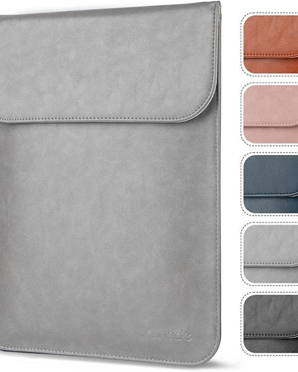 Allinside 13-13.3 inch Laptop Sleeve Case for MacBook Pro 14 2021-2024/MacBook Air 13 2010-2017/MacBook Pro 13 2010-2015, Waterproof PU Leather Laptop Sleeve Bag Protective Vertical Case Cover, Gray