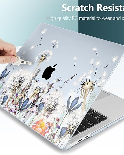 DONGKE Compatible with MacBook Pro 13 inch Case 2024 2023-2020 Release A2338 M2/M1 A2251 A2289 with Retina Display & Touch ID, Plastic Hard Shell & Keyboard Cover & Screen Film - Dandelion
