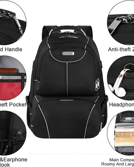 VECKUSON Lunch Bag Backpack, Insulated Cooler Lunch Box Backpack, Extra Large Travel Laptop Backpack TSA Friendly RFID Computer College bag with USB Port for Women Men Fits 17.3 Inch Laptop