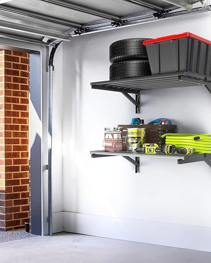 Ultrawall Heavy Duty Garage Wall Shelves, 2 x 3 ft Wall Mounted Storage Shelves, Holds Up to 800Lbs, 2Pack, Black