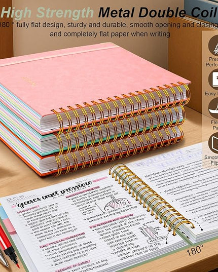 Hardcover Spiral Notebook 8.5"x11" Journal Notebook with Tabs and Removable Dividers 300 Pages 5 Subject Notebook College Ruled, Faux Leather Spiral Bound Notebook for Women School Work (Sage Green)